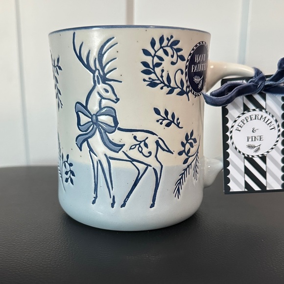 Peppermint And Pine Other - Peppermint & Pine Blue and White Reindeer Mug